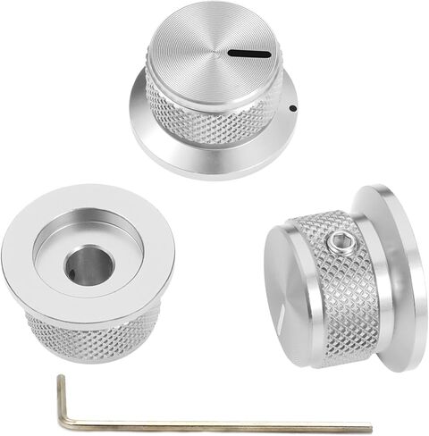 Guitar Knobs Black Set Screw Top Hat Knob with Line Indicator, Knurled 1/4" Universal Aluminum Potentiometer Knobs for Volume/Tone Control, Compatible with Guitar, Bass, Effect Peda- 3pcs in Saudi Arabia