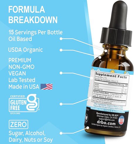 Kids Probiotic Liquid Drops Organic - Organic Probiotics for Kids Probiotics Age 4+, Digestive Health, Immune Support, Flora Gut Health Supplements - Vegan Kid Liquid Probiotic Drops, Non-GMO 1 Fl Oz in Saudi Arabia