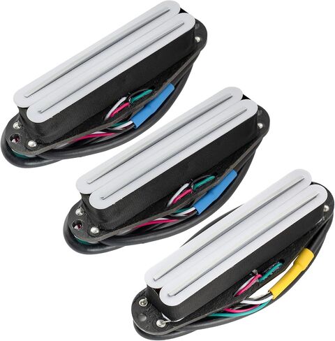 Musiclily Pro ST-DPHA Alnico 5 مزدوج لفائف واحدة بحجم همبوكر سوبر تشويه الرقبة الجسر الأوسط مجموعة لاقطات الغيتار الكهربائي على طراز Strat، كريم الجسم الكروم السكك الحديدية in Saudi Arabia