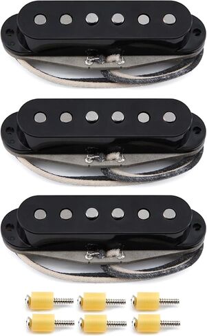 FLEOR Vintage Style Alnico 5 Handwound Single Coil Pickup N+M+B Guitar Pickups Set,Black in Saudi Arabia
