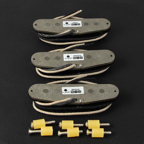 FLEOR Vintage Style Alnico 5 Handwound Single Coil Pickup N+M+B Guitar Pickups Set,Black in Saudi Arabia