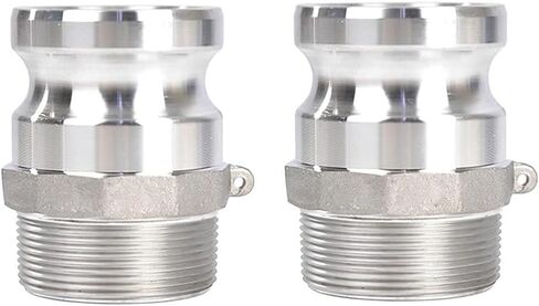 2Pcs Camlock Type F 1.5", Cam Groove Hose Fitting Male Adapter x Male NPT Thread, Standard Camlock Couplings Antirust (Black, 1.5 inch) in Kuwait