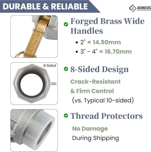 2PCS 2" Lightweight Camlock Fittings Type E - A380 Permanent Mold Aluminum, Cam Lock Corrosion-Resistant Adapter & Hose Shank for Water/Oil Flow Systems in Saudi Arabia