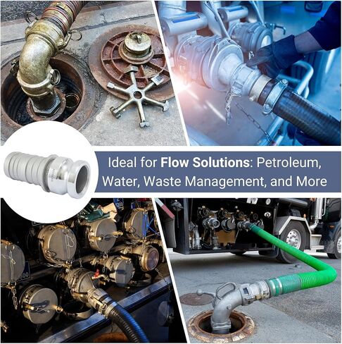 2PCS 2" Lightweight Camlock Fittings Type E - A380 Permanent Mold Aluminum, Cam Lock Corrosion-Resistant Adapter & Hose Shank for Water/Oil Flow Systems in Saudi Arabia