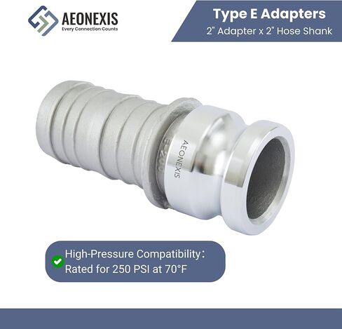 2PCS 2" Lightweight Camlock Fittings Type E - A380 Permanent Mold Aluminum, Cam Lock Corrosion-Resistant Adapter & Hose Shank for Water/Oil Flow Systems in Saudi Arabia