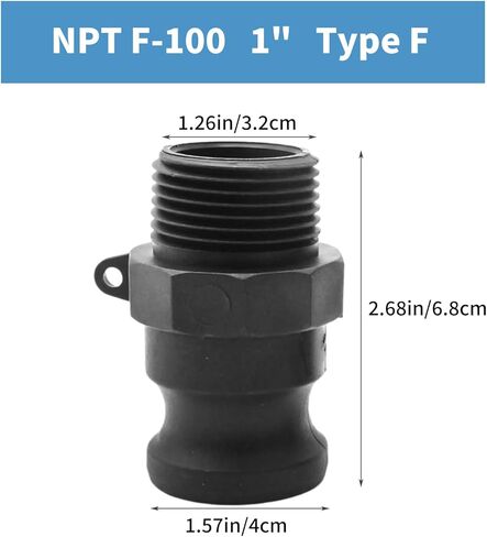 Anxingo 2Pcs F-100 1" NPT Camlock Coupling Kit, Polypropylene Cam lock Fittings, External Camlock with External Threads, Cam Groove Fitting for Industrial Chemical Pipelines in Saudi Arabia
