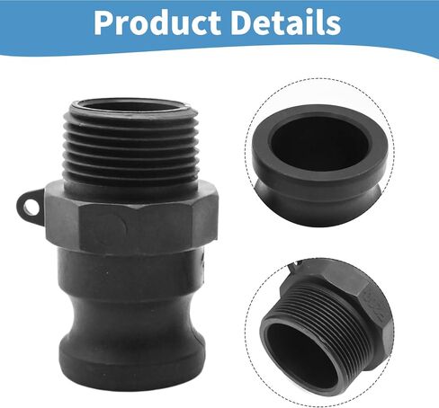 Anxingo 2Pcs F-100 1" NPT Camlock Coupling Kit, Polypropylene Cam lock Fittings, External Camlock with External Threads, Cam Groove Fitting for Industrial Chemical Pipelines in Saudi Arabia
