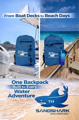 حقيبة ظهر مقاومة للماء سعة 25 لتر من ساند شارك - حقيبة ظهر غاطسة IP67 مع سحاب محكم، وغطاء من مادة TPU، وحقيبة كمبيوتر محمول - حقيبة جافة مقاومة للماء لركوب القوارب والشاطئ والسباحة والسفر والرياضات المائية in Kuwait