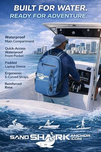 حقيبة ظهر مقاومة للماء سعة 25 لتر من ساند شارك - حقيبة ظهر غاطسة IP67 مع سحاب محكم، وغطاء من مادة TPU، وحقيبة كمبيوتر محمول - حقيبة جافة مقاومة للماء لركوب القوارب والشاطئ والسباحة والسفر والرياضات المائية in Kuwait