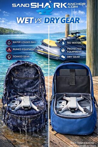 حقيبة ظهر مقاومة للماء سعة 25 لتر من ساند شارك - حقيبة ظهر غاطسة IP67 مع سحاب محكم، وغطاء من مادة TPU، وحقيبة كمبيوتر محمول - حقيبة جافة مقاومة للماء لركوب القوارب والشاطئ والسباحة والسفر والرياضات المائية in Kuwait