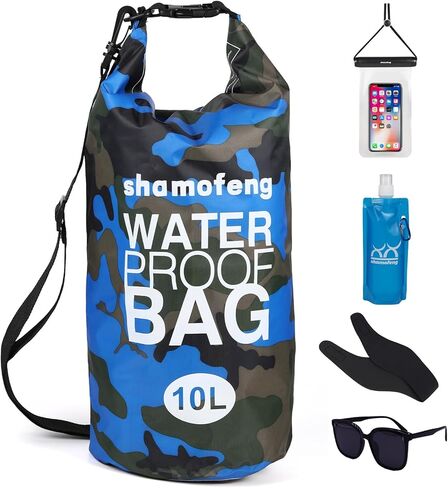 Waterproof Dry Bag 5L/10L/15L/20L/30L Roll Top Dry Storage Backpack with Phone Case, Collapsible Water Bottle, Sunglasses, Ear Band for Kayaking Boating Swimming Fishing Camping, Green 30L in Saudi Arabia
