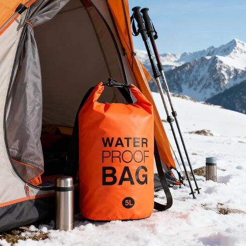 5L Waterproof Dry Bag - Lightweight Dry Sack with Seals and Waterproof Case - Float on Water - Keeps Gear Dry for Kayaking, Beach, Rafting, Boating, Hiking, Camping and Fishing (Orange) in Saudi Arabia