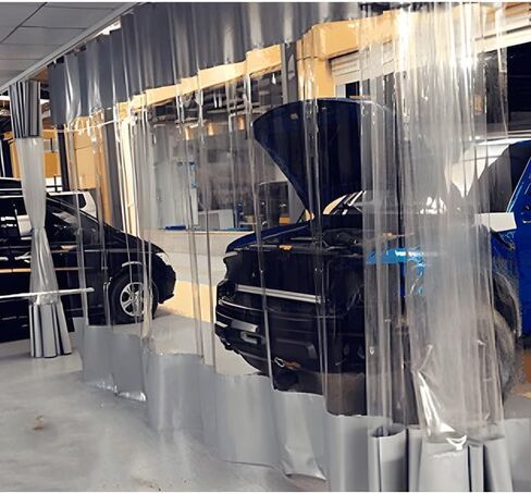 Waterproof Garage Divider Curtains – Industrial Vinyl Door Curtain for Car Wash & Outdoor Patio, 2.6x4m Gray Wash Bay Divider for Depot & Porch Use in Saudi Arabia