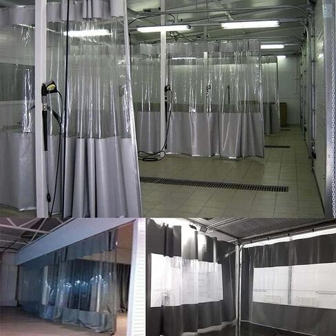 Waterproof Garage Divider Curtains – Industrial Vinyl Door Curtain for Car Wash & Outdoor Patio, 2.6x4m Gray Wash Bay Divider for Depot & Porch Use in Saudi Arabia