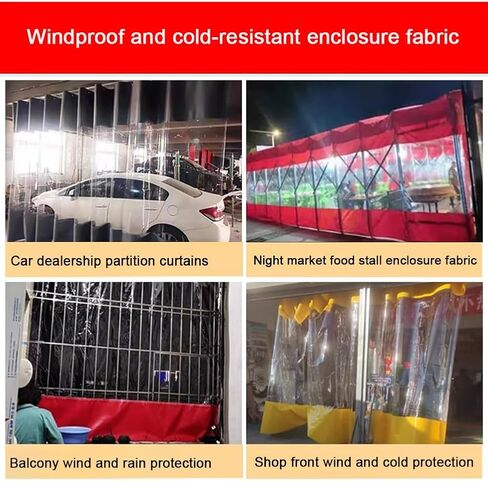 Heavy Duty Industrial Partition Curtain - Two-Tone PVC Divider for Car Wash Bay, Patios, Decks, Porches - Transparent Tarpaulin, 3x7m Durable Privacy Screen in Kuwait