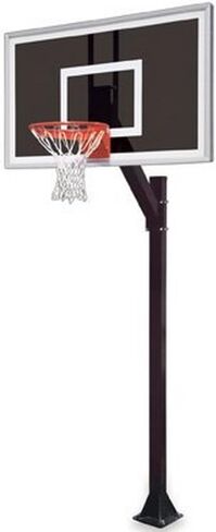 First Team Legacy Eclipse-BP Steel-Smoked Glass In Ground Fixed Height Basketball System44; Black in Saudi Arabia