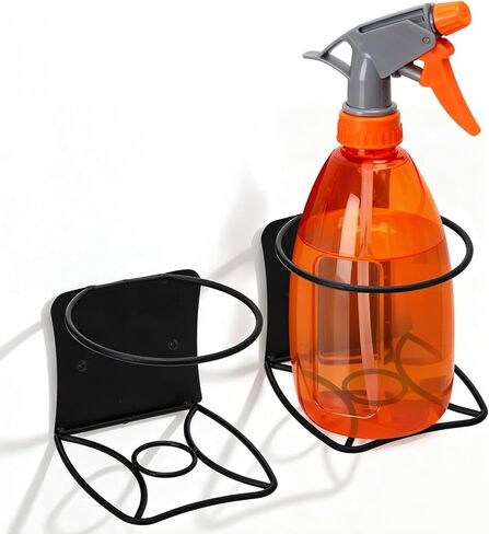 Okllen 4 Pack Spray Bottle Holder, Heavy Duty Metal Wall Mount Spray Can Holder for Garage, Workshop, Craft & Kitchen Bottle Storage Rack, Easy Install with Hardware, Black in Saudi Arabia