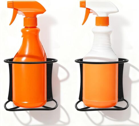 Okllen 4 Pack Spray Bottle Holder, Heavy Duty Metal Wall Mount Spray Can Holder for Garage, Workshop, Craft & Kitchen Bottle Storage Rack, Easy Install with Hardware, Black in Saudi Arabia