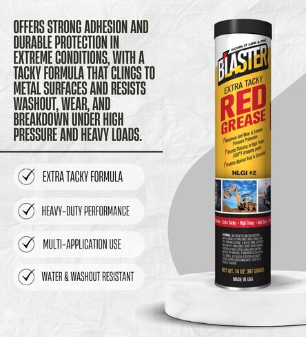 أنبوب الشحوم - حزمة شحم أحمر لزج للغاية 14 أونصة مع قطعة قماش من الألياف الدقيقة - حماية للحمل الثقيل مع مقاومة التآكل ومقاومة التآكل لاستخدام السيارات - مجموعة هدايا (3 عناصر) in Kuwait