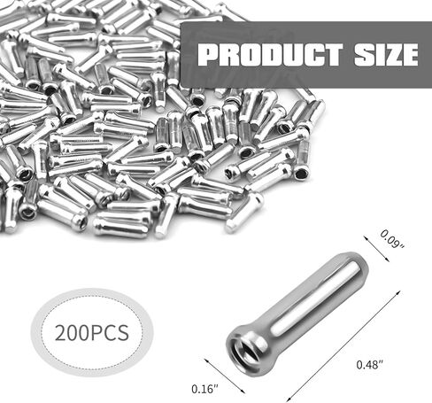 200 Pcs Bike Cable End Caps,Alloy Cable End Crimps,Bicycle Ends Caps Parts,Easy to Use,for Roud Moutain Bicycle,Road Bikes(Silver) in Kuwait