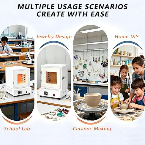 Closed Laboratory Muffle Furnace,0-2102℉ Adjusted,2000W Compact Electric Kiln,Intelligent Burnout Oven,for Jewelry Dewaxing & Metal Annealing in Kuwait