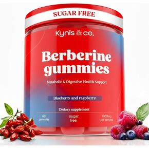 Kynis & co. Berberine Gummies with Ceylon Cinnamon and Apple Cider Vinegar - Sugar Free - Blueberry and Raspberry Flavor - 60ct - Supports metabolic and Digestive Health in Saudi Arabia