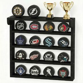 16pcs Hockey Puck Display Case, Puck Display Case Wall Mount, Solid Wood Hockey Puck Case, Hockey Puck Holder, Hockey Puck Display Box for Collection Hockey Puck in Saudi Arabia