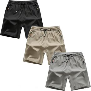 Boys Shorts Quick Dry Athletic Shorts with Zipper Pockets Running Shorts Lightweight Workout Gym Training Outdoor in Kuwait
