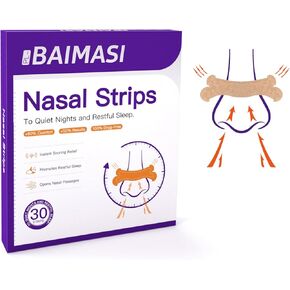 شرائط أنف قوية للغاية - شرائط مضادة للشخير للنوم والرياضة، وتخفيف الاحتقان الفوري للبرد والحساسية، وشرائط أنف خالية من الأدوية لتحسين النوم والتنفس (100 عصا + 30 قطعة مناديل مبللة) in Kuwait