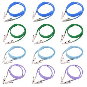 12 Pcs Autoclavable Silicone Dental Bib Clips - Individually Wrapped, Colorful Bib Holder with Lanyard Neck Chain for Dentist, Elderly Patients, Restaurant Napkin (Bright Colors) in Kuwait