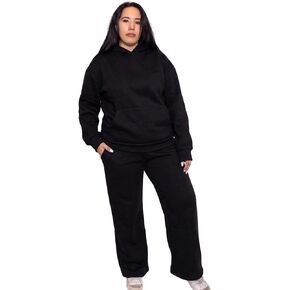 طقم بدلات رياضية نسائية كبيرة الحجم مكونة من قطعتين بدلات رياضية عصرية للخريف ملابس صالة هوديي للسفر في المطار بنطال بأرجل واسعة in Kuwait