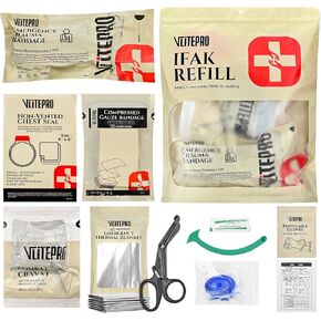 11Pcs IFAK Trauma Kit, First Aid Kit Refill Supplies with Non-Vented Chest Seal, 6" Emergency Trauma Bandage & Compressed Gauze, Tactical Trauma Medical Supplies for Combat Wound Care in Kuwait
