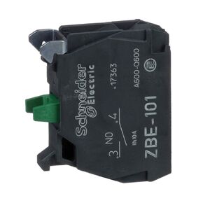 Schneider Electric Harmony XB4 and XB5 Add-On Single Contact Block for Industrial Machines and Manufacturing, Screw Clamp Terminal, Front Mounting, 1NO (ZBE101) in Kuwait