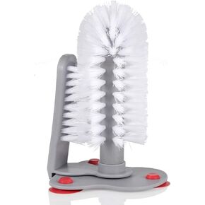 فرشاة تنظيف زجاجية بيضاء مزدوجة الجوانب من أليسون تك مع قاعدة شفط، وشعيرات نايلون، ومقبض وقاعدة من البلاستيك، تنظف كلا الجانبين والمناطق التي يصعب الوصول إليها، واستخدام سطح الطاولة والحوض. in Kuwait