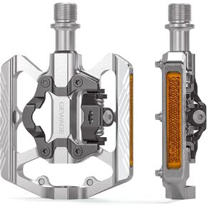 Mountain Bike Pedals - Dual Function Flat and Clipless Pedal - Bicycle Pedals with Reflectors Compatible with SPD, Platform Pedals for BMX Spin Exercise Peloton Trekking Bike in Kuwait