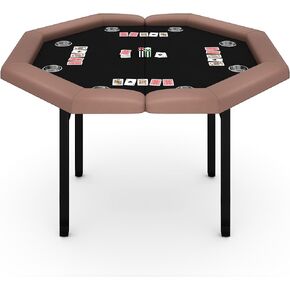 طاولة بوكر قابلة للطي لـ 8 لاعبين، طاولة أوكتاجون محمولة لكازينو تكساس هولدم وبلاك جاك مع قضبان مسند ذراع مبطنة وحاملات أكواب من الفولاذ المقاوم للصدأ للألعاب العائلية الليلية والنادي in Kuwait