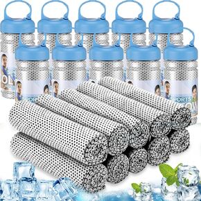 Honoson 10 Pack Cooling Towels Bulk - 47"x12" Soft Breathable Ice Towels for Neck & Face, Portable Chilly Rags Microfiber Sweat Rags for Yoga, Sports, Gym, Workout & Fitness(Black) in Kuwait