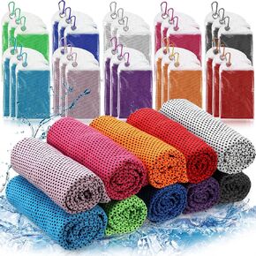 Redbaker 30 Pcs Cooling Towels 3 Sizes 40/35/31" Ice Towel Chilly Yoga Towel Microfiber Gym Towels for Neck Face Sports Workout Running Fitness Accessories, 10 Colors in Kuwait