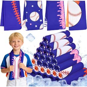 MENOLY 32 Packs Baseball Cooling Towels Bulk 40 x 12 Inch Sport Cooling Towels for Neck and Face Microfiber Sweat Breathable Cooling Neck Rags Baseball Team Gifts for Athletes Yoga Gym Sports Camping in Kuwait