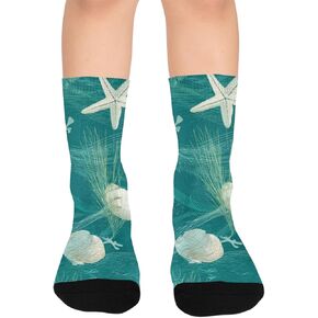 جوارب Art Ocean Shellscape Green للمشي لمسافات طويلة - جوارب شتوية حرارية سميكة دافئة للأولاد والبنات للمدرسة، والارتداء اليومي والأنشطة الخارجية in Kuwait