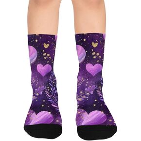 جوارب المشي لمسافات طويلة على شكل قلب أرجواني داكن - جوارب شتوية حرارية سميكة دافئة للأولاد والبنات للمدرسة، والارتداء اليومي والأنشطة الخارجية in Kuwait