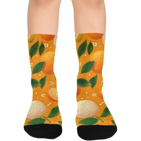 جوارب المشي لمسافات طويلة بزخارف الحمضيات الطازجة - جوارب شتوية حرارية سميكة دافئة للأولاد والبنات للمدرسة، والارتداء اليومي والأنشطة الخارجية in Kuwait