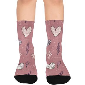 جوارب Lavender Hearts Doodle للمشي لمسافات طويلة - جوارب شتوية حرارية سميكة دافئة للأولاد والبنات للمدرسة، والارتداء اليومي والأنشطة الخارجية in Kuwait