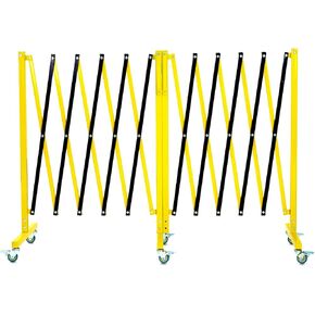 بوابة حاجز معدنية قابلة للتوسيع في الهواء الطلق، بوابة حاجز أمان قابلة للطي بطول 11 قدمًا، سياج حاجز مروري محمول، أصفر وأسود in Kuwait