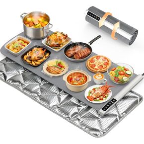 حصيرة تدفئة للطعام مقاس 91.44 سم × 40.64 سم مع حصيرة مقاومة للحرارة، تسخين سريع وكامل للسطح، سخانات الطعام لبوفيه الحفلات، وسادة تسخين محمولة مع 9 إعدادات لدرجة الحرارة ومؤقت 12 ساعة، رمادي in Kuwait