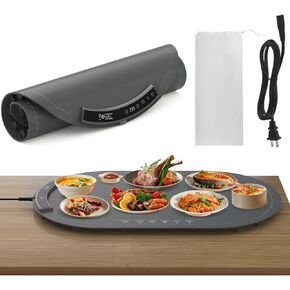 Warming Mat for Food, 6 Dish Buffet Electric Warmer Tray with 8 Adjustable Temperature (104°F-230°F), 1-4 Hour Timer, Child Safety Lock, Flexible Food-Grade Silicone- Easy to Clean & Store Warming Pad in Kuwait