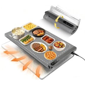 حصيرة تدفئة الطعام من الجرافين كبيرة جدًا مقاس 81.28 سم × 40.64 سم مع وسادة عازلة للسطح، وأطباق الغضب للبوفيه، للمطبخ، وسخانات الطعام للحفلات، وسادة تسخين محمولة، إعداد دافئ مخصص 560 وات، رمادي in Kuwait