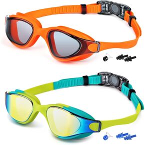 نظارات سباحة للأطفال من Freela مكونة من قطعتين من نظارات السباحة للأطفال من عمر 3-6 4-7 5-7 6-14 8-12 للأولاد والبنات والأطفال الصغار، نظارات سباحة قطعة واحدة 180 درجة رؤية واسعة وواضحة مضادة للضباب وحماية من الأشعة فوق البنفسجية، نظارات سباحة لشاطئ حمام  in Kuwait
