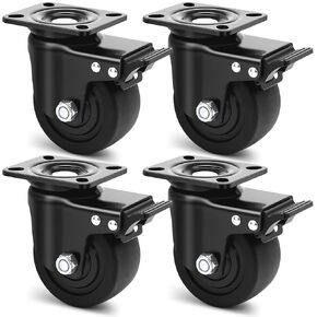 3 Inch Heavy Duty Casters Set of 4, Industrial Grade Low Gravity Casters 4400 LBS, Plate Swivel Caster Wheels with Brake, Corrosion-Resistant, Quiet Nylon Wheels for Equipment, Industrial in Kuwait