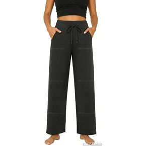 سروال يوجا نسائي واسع الساق من COPYLEAF بخصر عالٍ للتحكم في البطن ورباط مطاطي مع جيوب in Kuwait